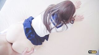 JK制服援交少女，又是被操到叫爸爸的一天，第一视角中出内射