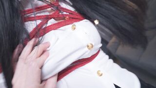 【悠米】《女巡逻官》下 寻找失联同事未果反被罪犯用手铐逮捕！手铐铐脚+吊绑+椅缚+AV棒蛋蛋榨汁+钥匙放在敏感部位拿到并开锁