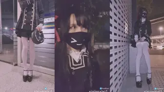#伪娘 #露出 #自慰 xixiyaxixi 极致反差！户外大胆露出 白丝美腿自慰 娇喘到高潮