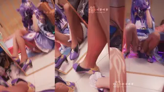 猫と爪呸罗呸罗（伪娘 刻晴-坐着次黑色假金金